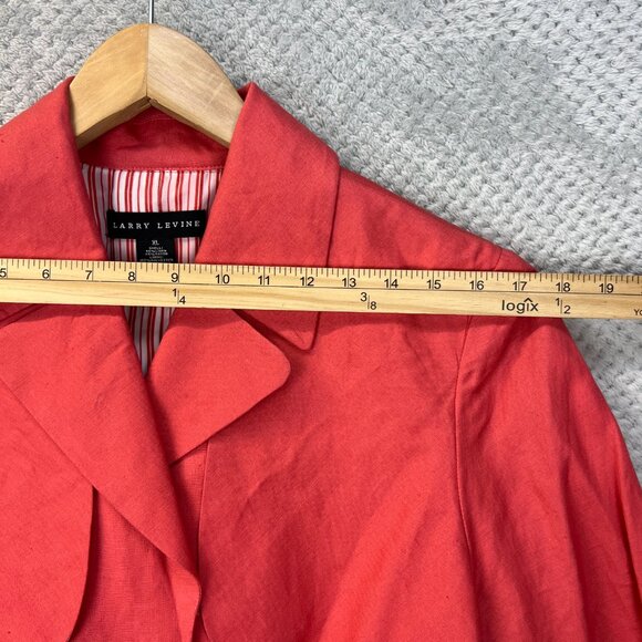 Larry Levine Womens Coral Swing Jacket Cropped Linen-Blend Blazer 3/4 Sleeve XL - Picture 8 of 12